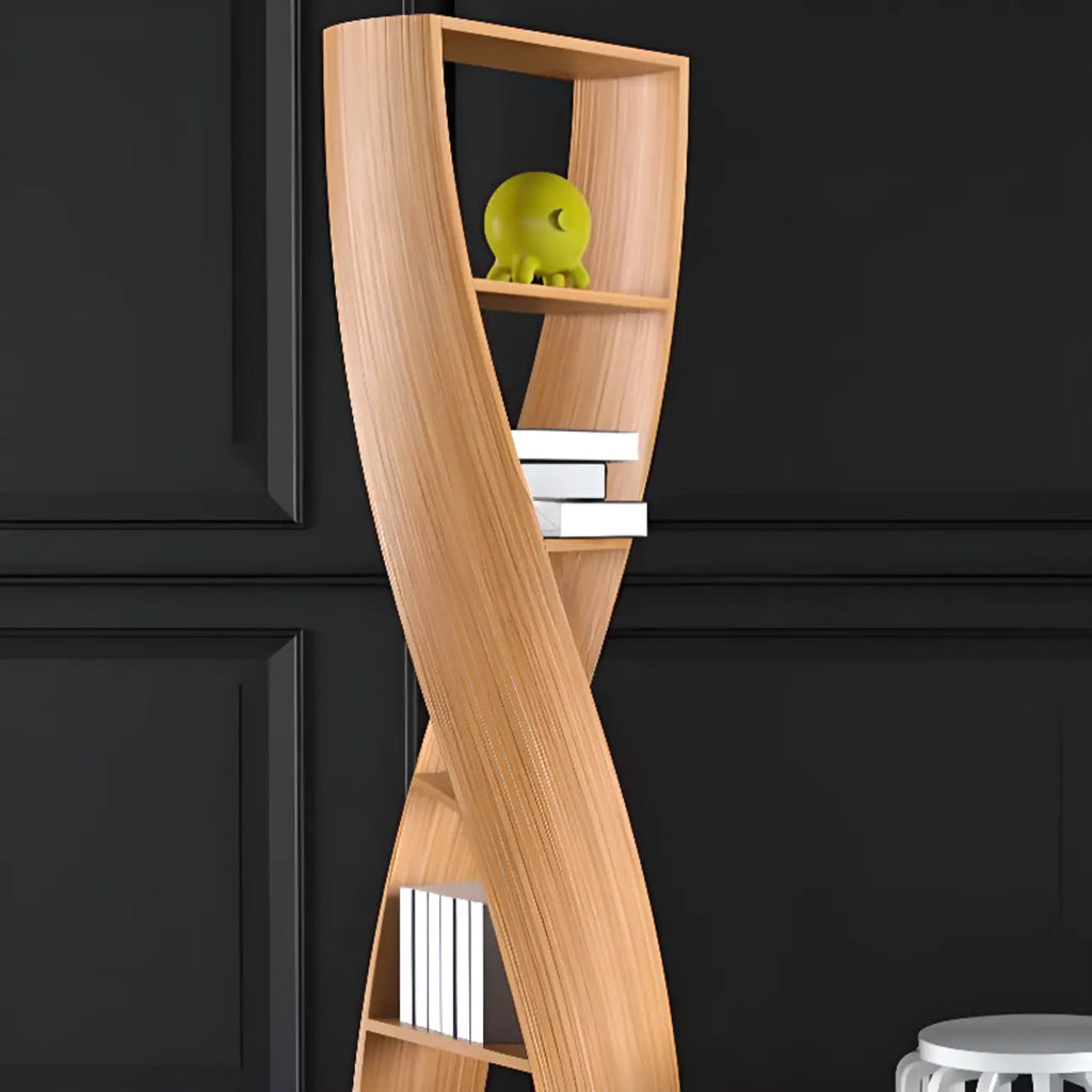 Bibliothèque verticale contemporaine en bois 5 niveaux Hourglass