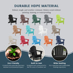 Chaise Adirondack pliante de patio d'extérieur tout temps résistante à la décoloration Polytrends Laguna