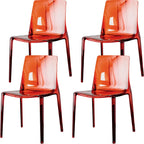 Chaise de salle à manger en acrylique ambré sans accoudoirs et à dossier bas
