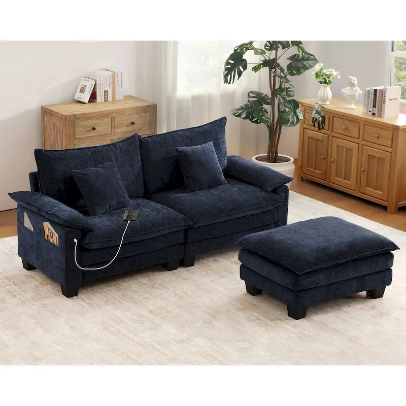 Ensembles de meubles de salon, Canapé modulaire sectionnel avec pouf pour salon, Canapé-lit convertible