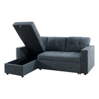 Canapé d'angle réversible convertible avec lit gigogne, méridienne avec rangement dissimulé et pieds durables