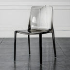 Chaise de salle à manger en acrylique ambré sans accoudoirs et à dossier bas