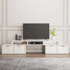 Meuble TV d'angle moderne blanc avec 2 tiroirs et étagère ouverte