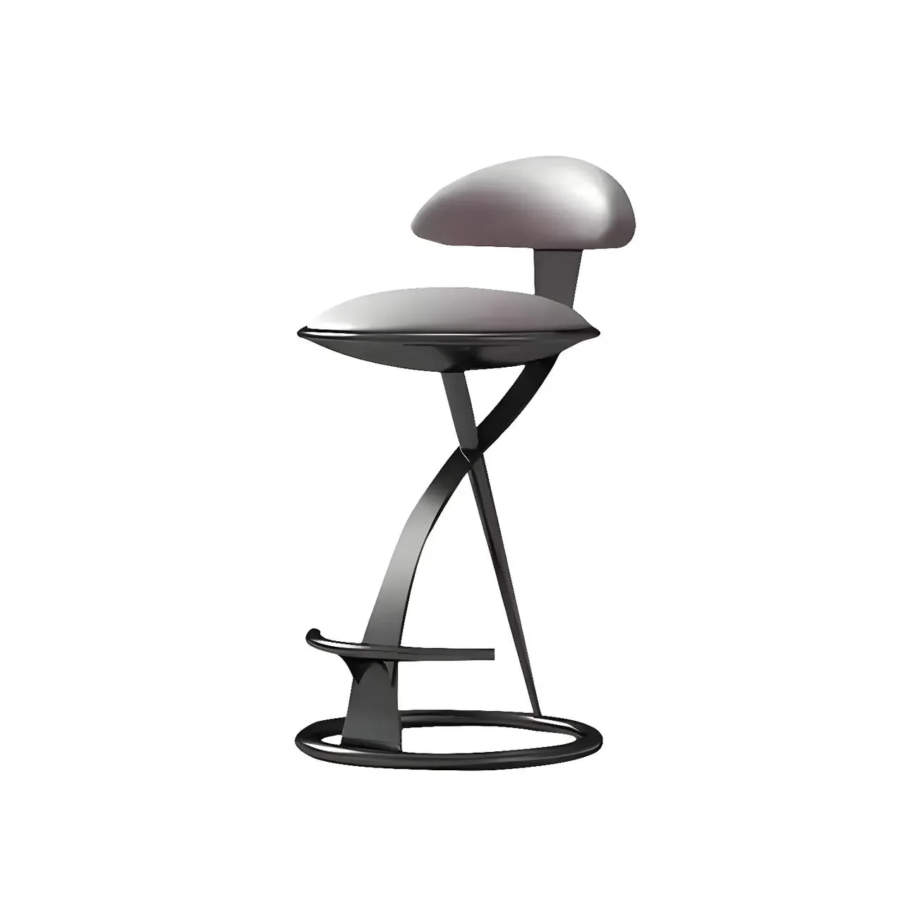 Tabouret de bar en cuir beige épuré avec cadre en métal doré luxueux