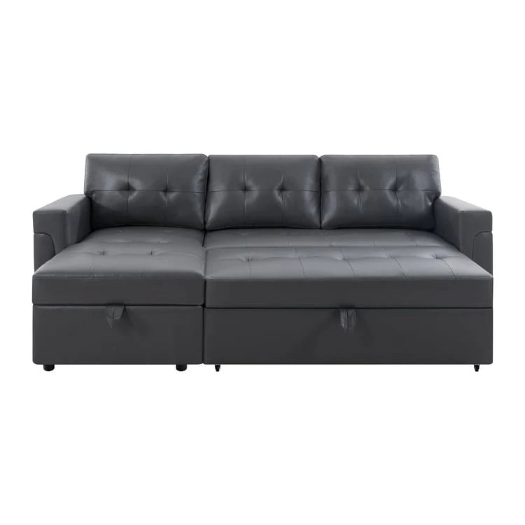 Canapé d'angle réversible convertible avec lit gigogne, méridienne avec rangement dissimulé et pieds durables