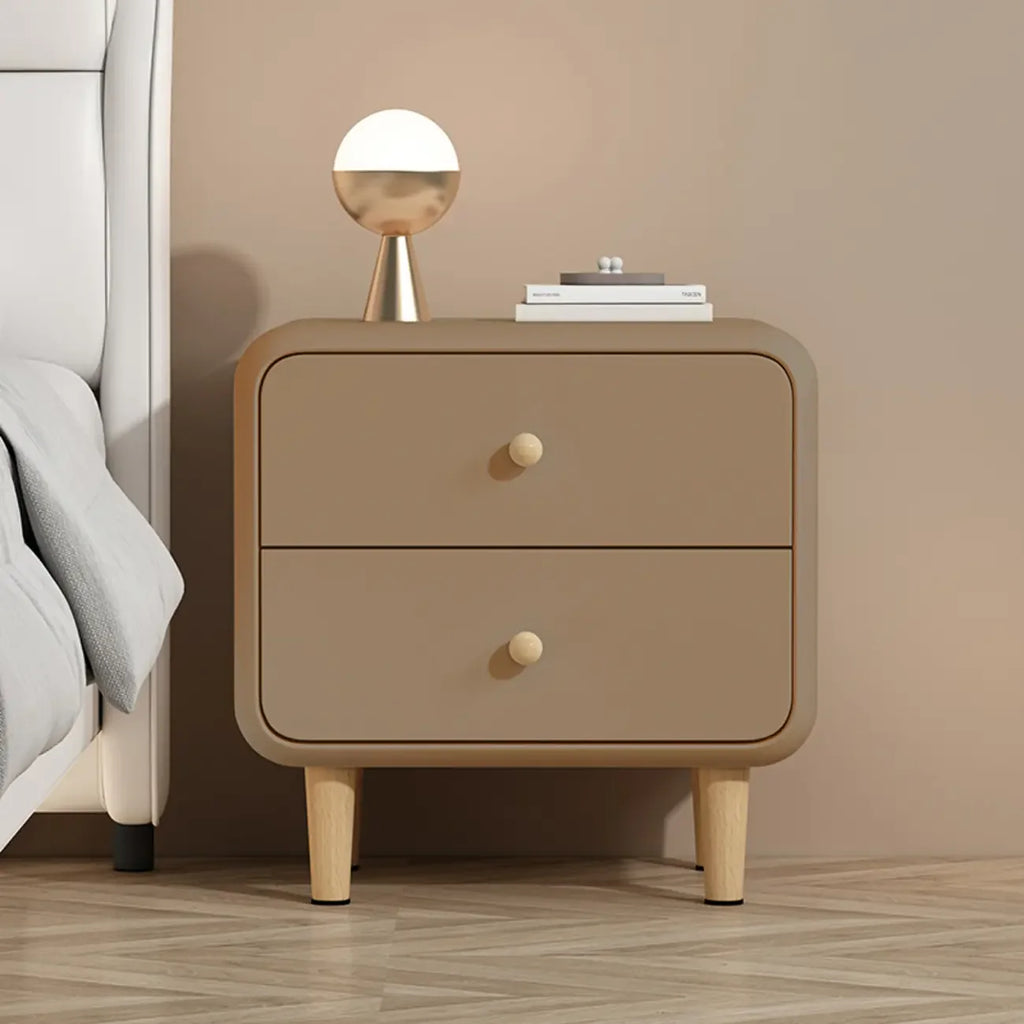 Table de chevet moderne en bois avec 2 tiroirs et pieds