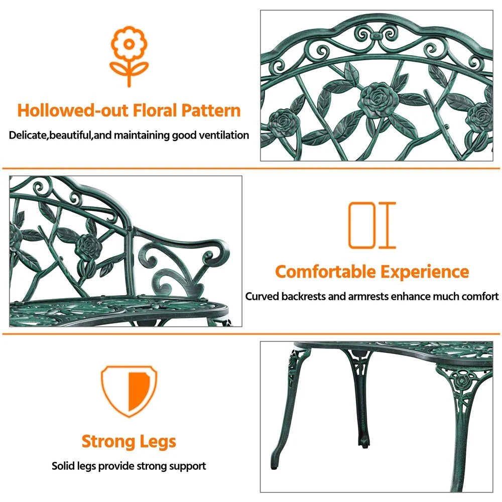 Yaheetech Banc en métal pour l'extérieur, Patio, Parc, Jardin - N/A