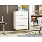 Commode à 5 tiroirs avec table de chevet et meuble de rangement 60 cm L Blanc/Noir