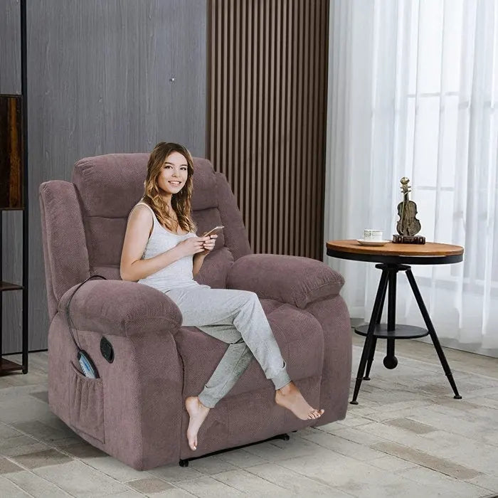 Fauteuil inclinable moelleux avec fonction massage et chauffage