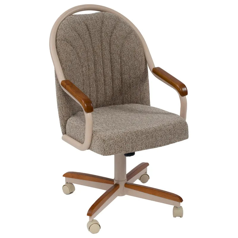 Chaise à roulettes pivotante et inclinable avec coussin pour repas décontractés