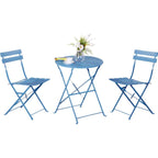 Ensemble bistro pliant 3 pièces en métal, ensemble de conversation intérieur/extérieur résistant aux intempéries pour patio, cour, jardin