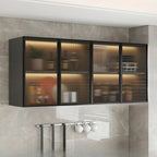 Buffet de cuisine mural gris en bois avec rangement