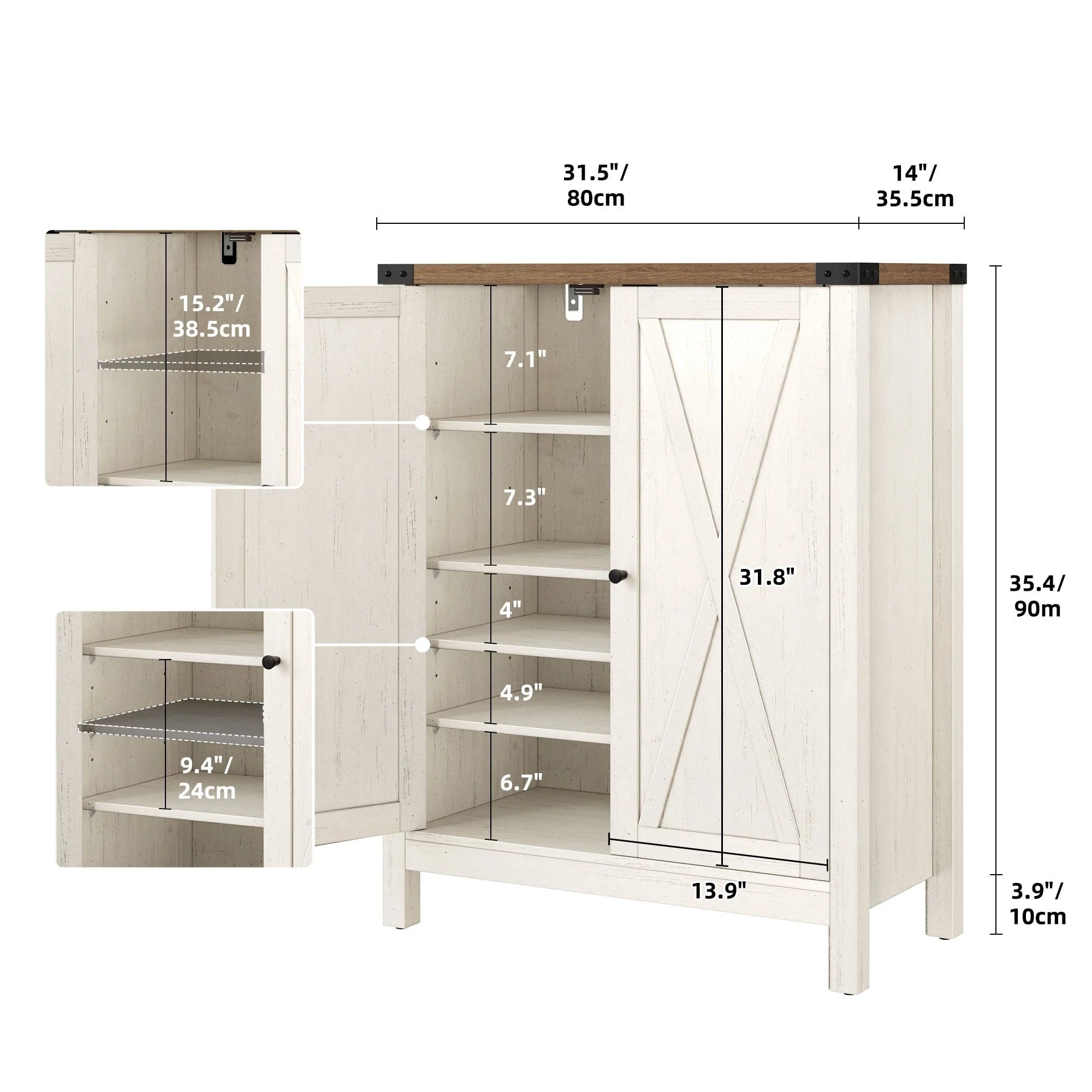 Moasis Meuble de rangement pour chaussures à 5 niveaux et 20 paires avec portes doubles pour entrée