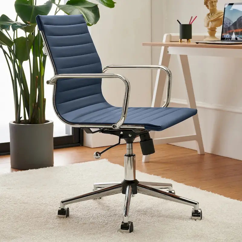 LUXMOD Chaise de Bureau à Domicile Côtelée Fauteuil de Bureau