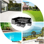 Costway 7 pièces Salon de Jardin en Rotin Canapé Modulable Repose-Pieds - Voir Détails