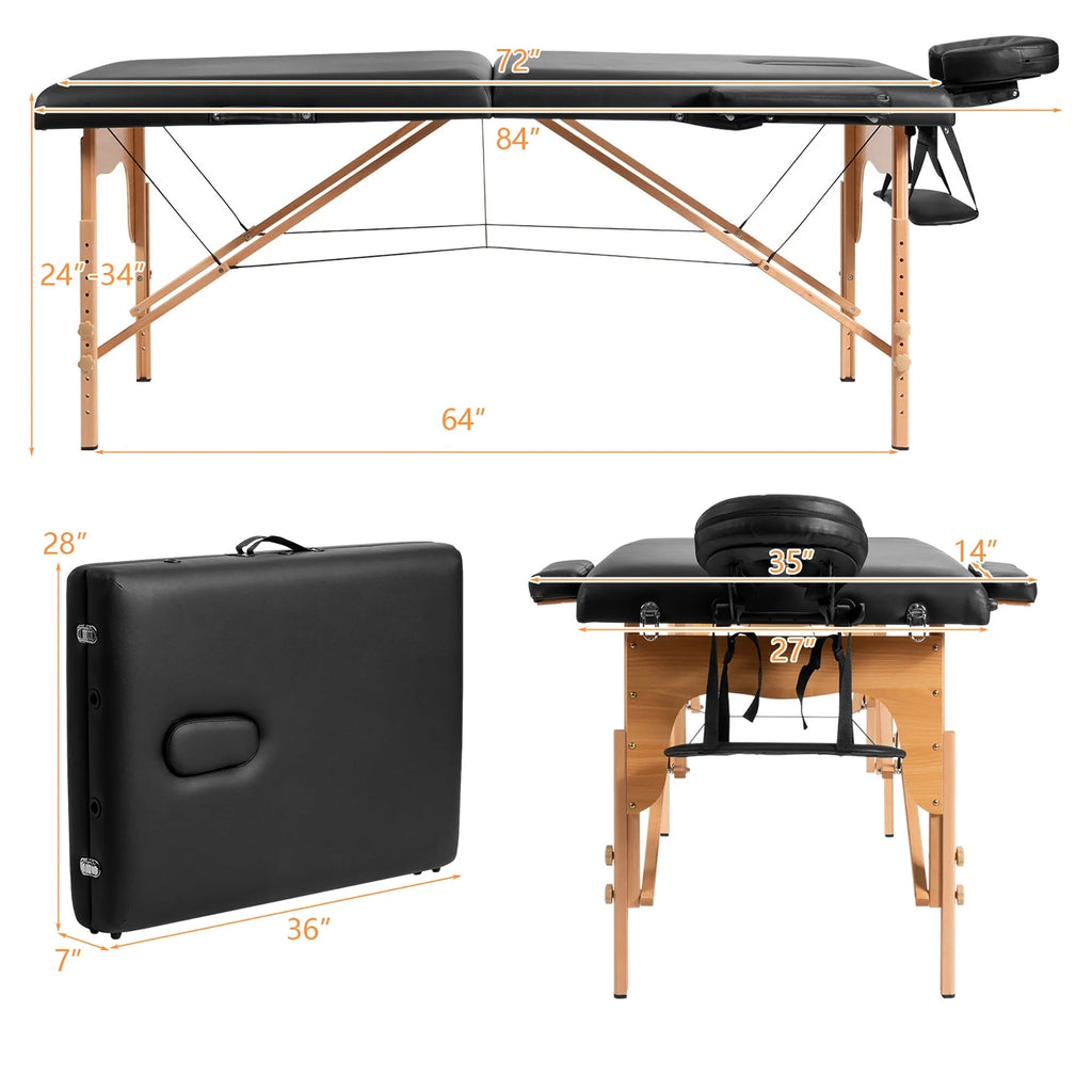 Table de massage portable 84L réglable lit de spa facial tatouage avec sac de transport