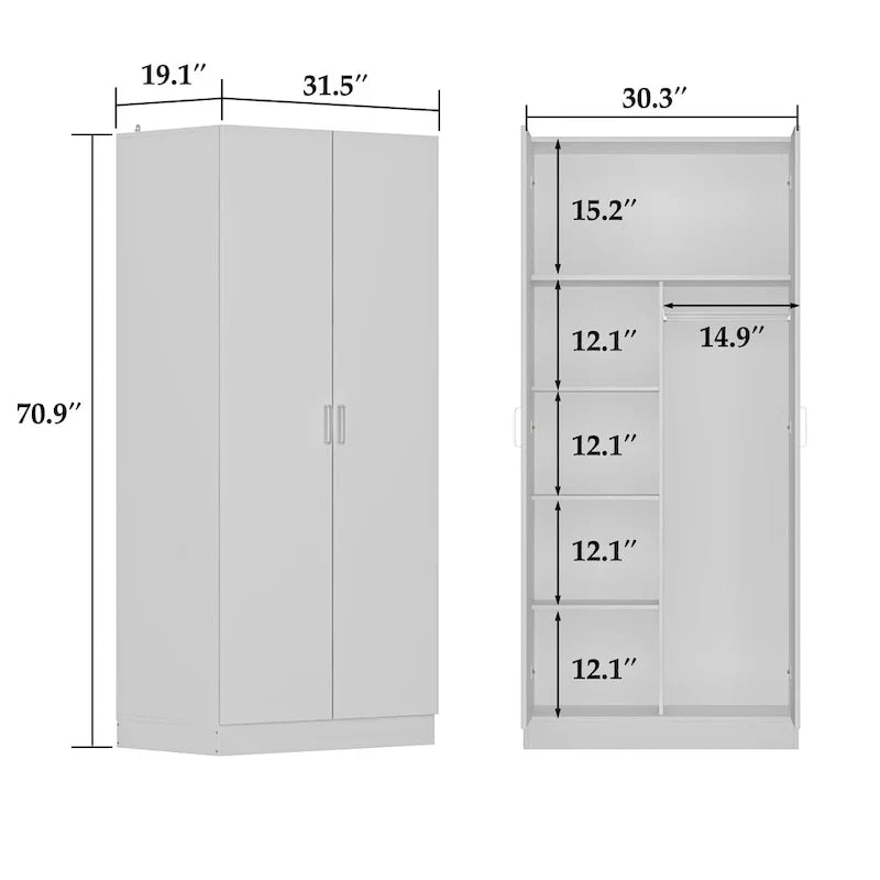 Armoire à 5 niveaux avec 2 portes