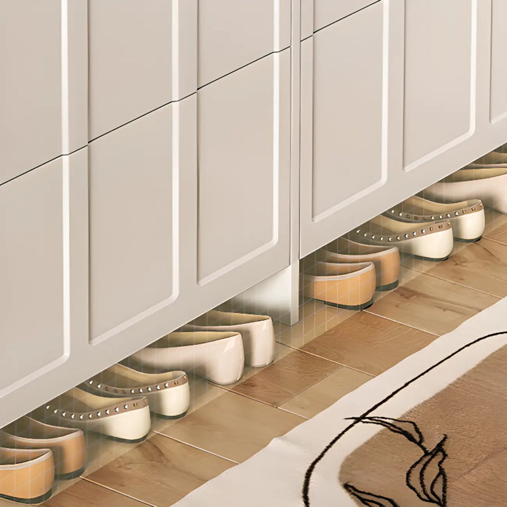 Meuble de rangement pour chaussures en bois blanc à 3 niveaux et à façade abattante Slim
