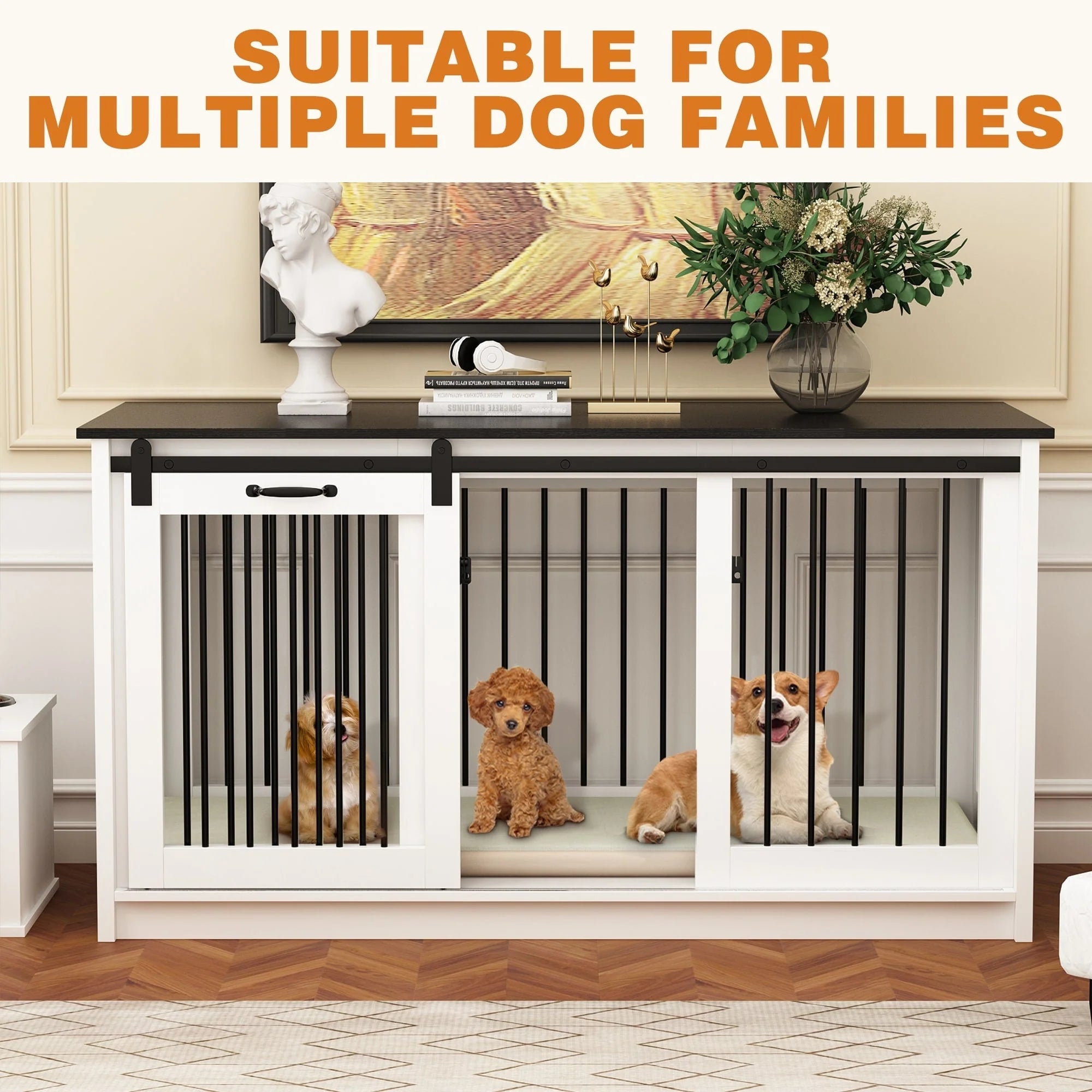 Résidence pour animaux de compagnie avec renfort en tubes de fer Cage pour chien élégante et robuste