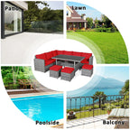 Costway 7 pièces Salon de Jardin en Rotin Canapé Modulable Repose-Pieds - Voir Détails
