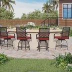 Lot de 4 tabourets de bar pivotants en métal avec coussins pour l'extérieur