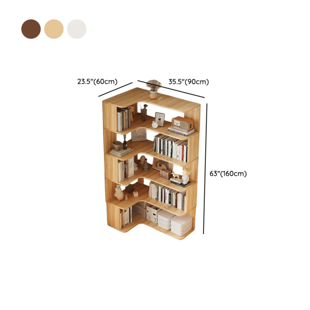 Étagère d'angle en bois manufacturé avec 6 tablettes
