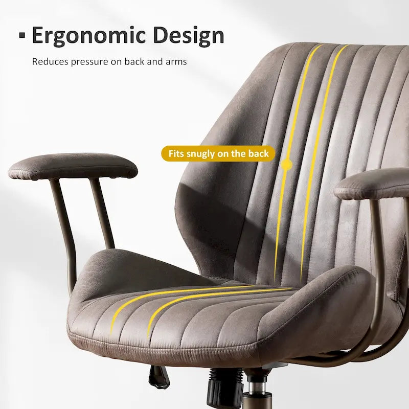 Chaise de Bureau Ergonomique en Tissu Suédé OVIOS avec Support Lombaire