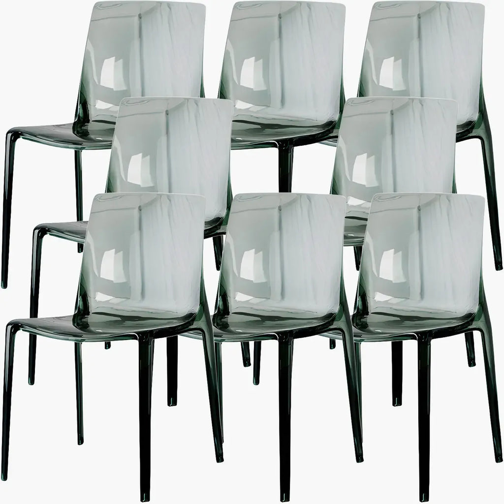 Chaise de salle à manger en acrylique ambré sans accoudoirs et à dossier bas