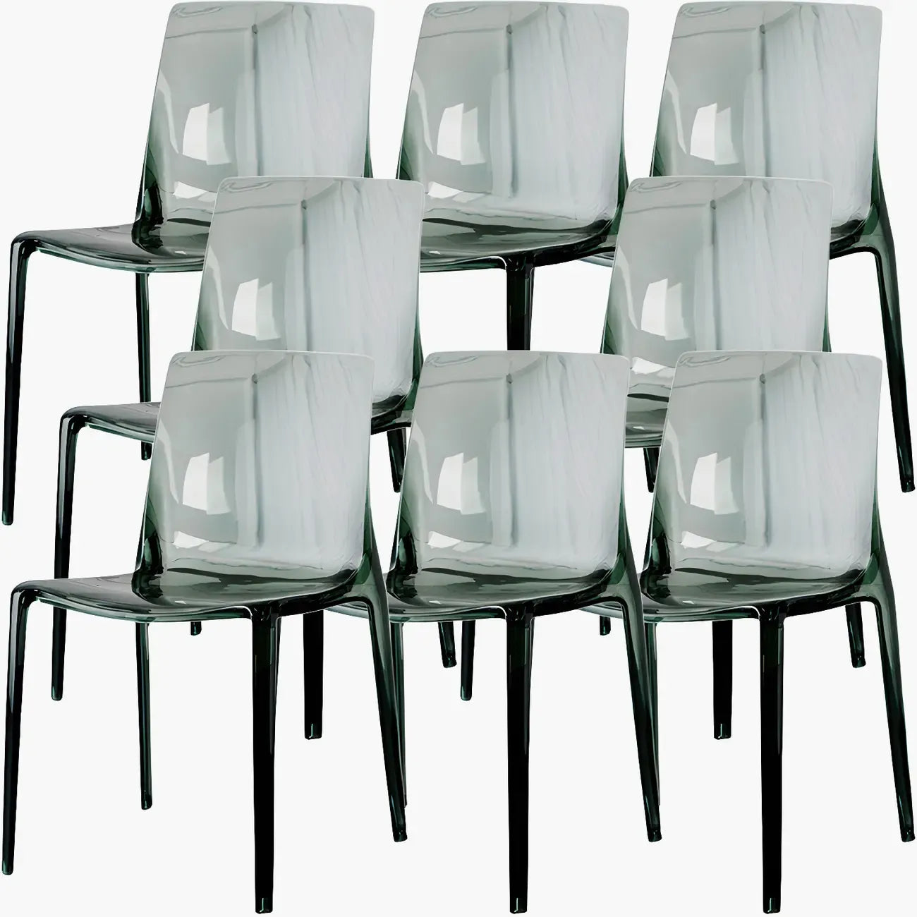 Chaise de salle à manger en acrylique ambré sans accoudoirs et à dossier bas