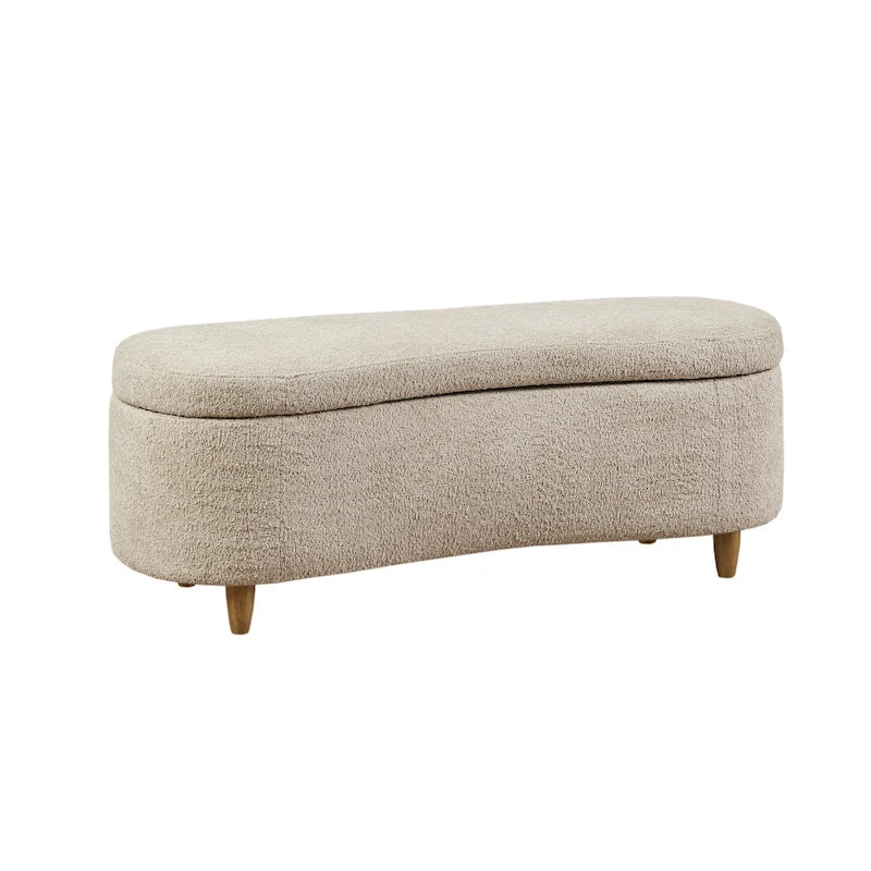 Banc de rangement rabattable en tissu bouclé taupe INK+IVY Bailey