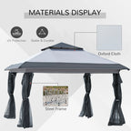 Outsunny Tonnelle Pop Up 3,6 x 3,6 m, Tente Pliante Instantanée avec Murs Latéraux en Maille Filet, Hauteur Réglable sur 3 Niveaux