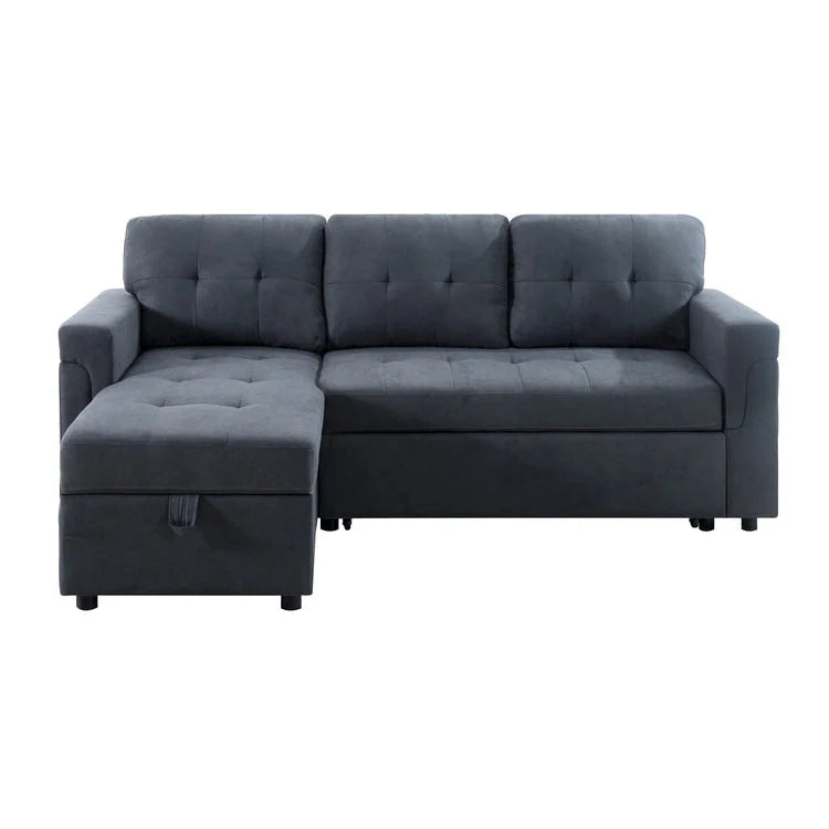 Canapé d'angle réversible convertible avec lit gigogne, méridienne avec rangement dissimulé et pieds durables