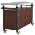 Desserte de barbecue d'extérieur avec plateau en acier inoxydable (tabouret non inclus)