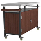Desserte de barbecue d'extérieur avec plateau en acier inoxydable (tabouret non inclus)