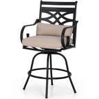 Lot de 4 tabourets de bar pivotants en métal avec coussins pour l'extérieur