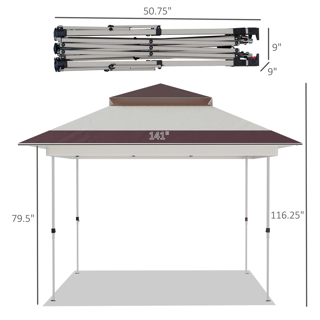 Outsunny Tonnelle Pop Up 3,6 x 3,6 m, Tente Pliante Instantanée avec Murs Latéraux en Maille Filet, Hauteur Réglable sur 3 Niveaux