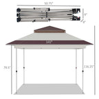 Outsunny Tonnelle Pop Up 3,6 x 3,6 m, Tente Pliante Instantanée avec Murs Latéraux en Maille Filet, Hauteur Réglable sur 3 Niveaux