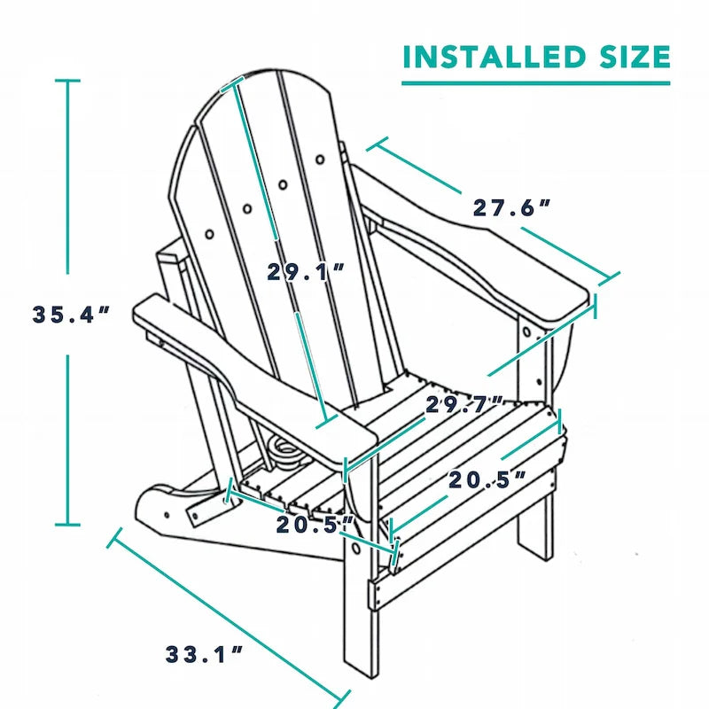 Chaise Adirondack pliable d'extérieur avec porte-gobelet