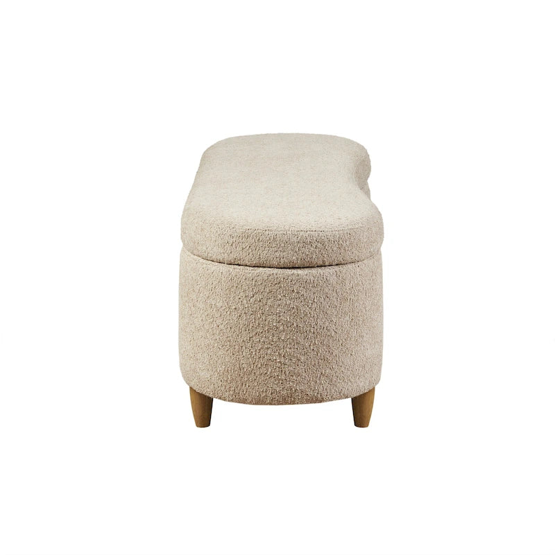 Banc de rangement rabattable en tissu bouclé taupe INK+IVY Bailey