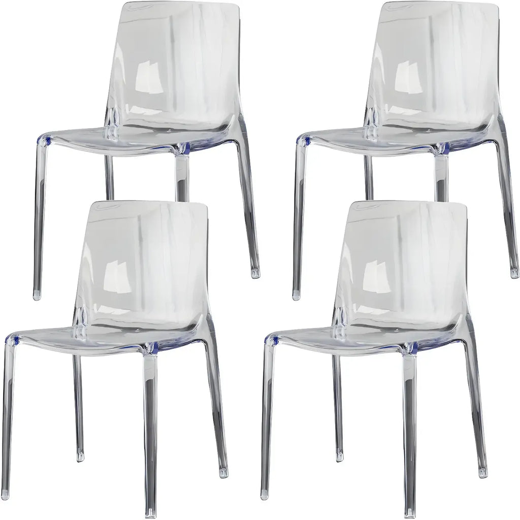 Chaise de salle à manger en acrylique ambré sans accoudoirs et à dossier bas