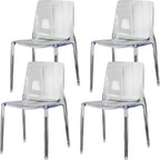 Chaise de salle à manger en acrylique ambré sans accoudoirs et à dossier bas