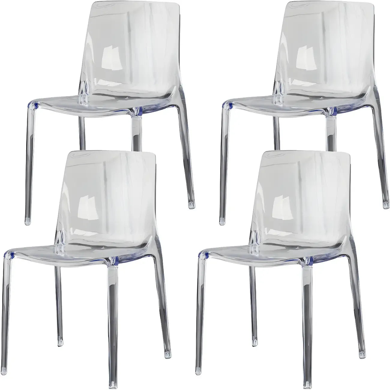 Chaise de salle à manger en acrylique ambré sans accoudoirs et à dossier bas