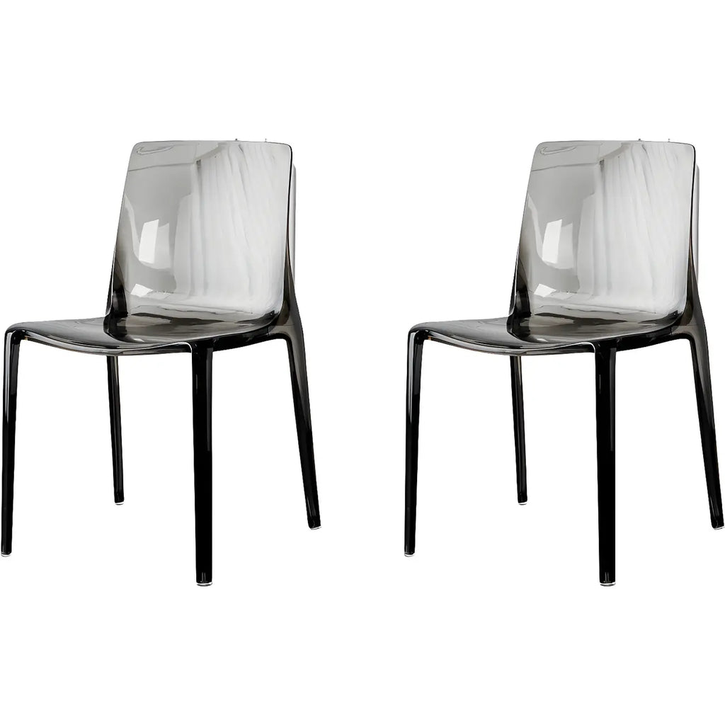 Chaise de salle à manger en acrylique ambré sans accoudoirs et à dossier bas