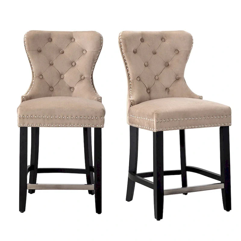 Tabouret de comptoir Carter 24 Wingback capitonné avec clous (lot de 2)