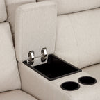 Canapé inclinable électrique biplace MCombo 60.2 avec massage et double chauffage, appuie-tête réglable, ports USB et USB-C, en tissu