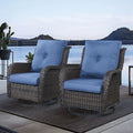 Chaises longues à bascule d'extérieur Gymojoy en osier avec base pivotante (lot de 2)