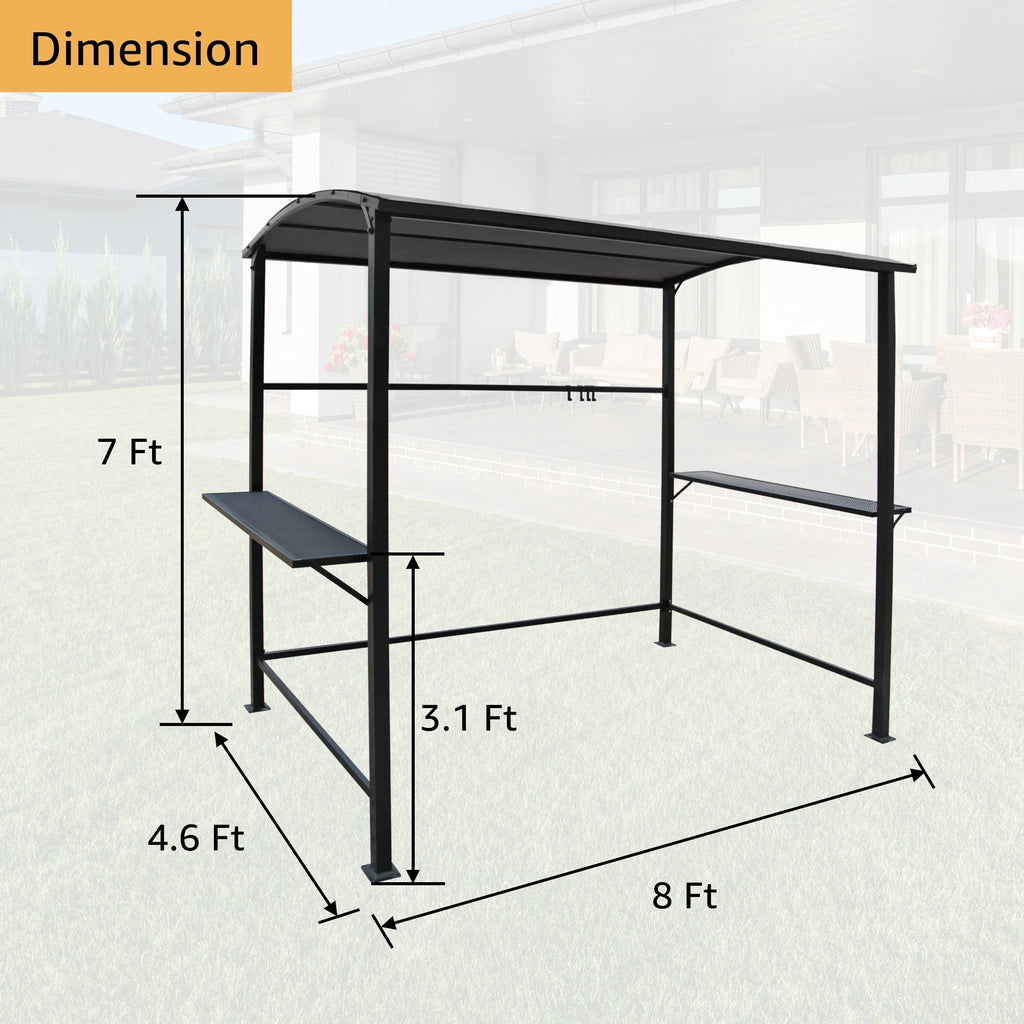 Abri barbecue/pergola de gril à structure en acier de 1,5 m x 2,4 m pour l'extérieur