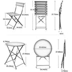 Ensemble bistro pliant 3 pièces en métal, ensemble de conversation intérieur/extérieur résistant aux intempéries pour patio, cour, jardin