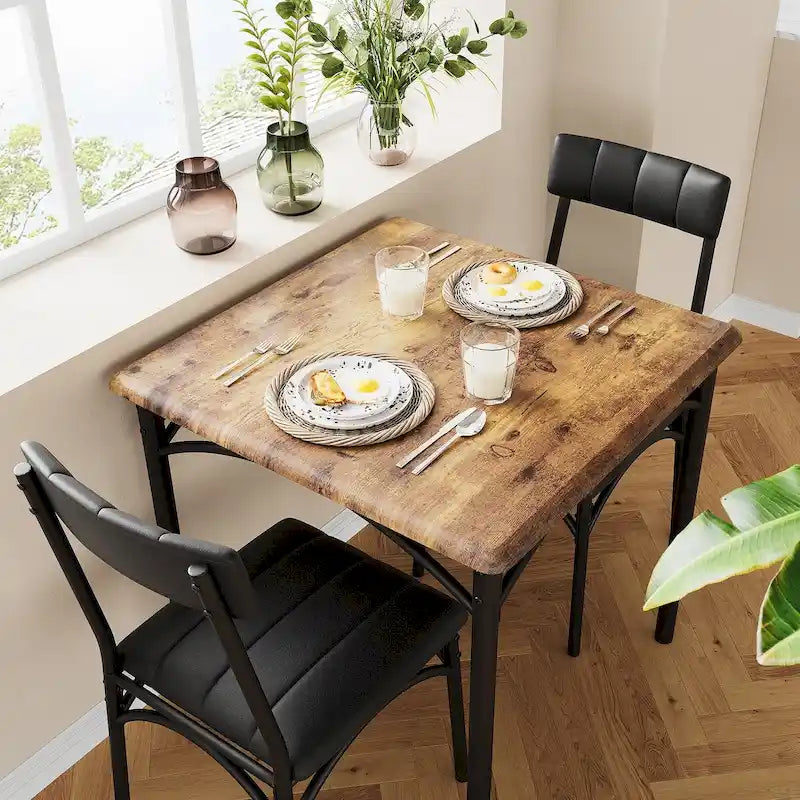 Ensemble table à manger et 2 chaises de cuisine rembourrées