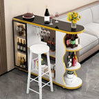 Table de bar îlot avec plateau en pierre et rangement pour bars à domicile